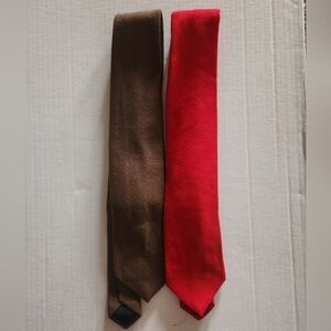 Pendleton Red and Brown Solid Necktie Duo